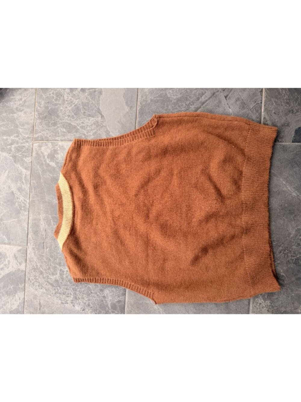 brown knit cottagecore fall vest school girl back to school medium - Picture 4 of 4